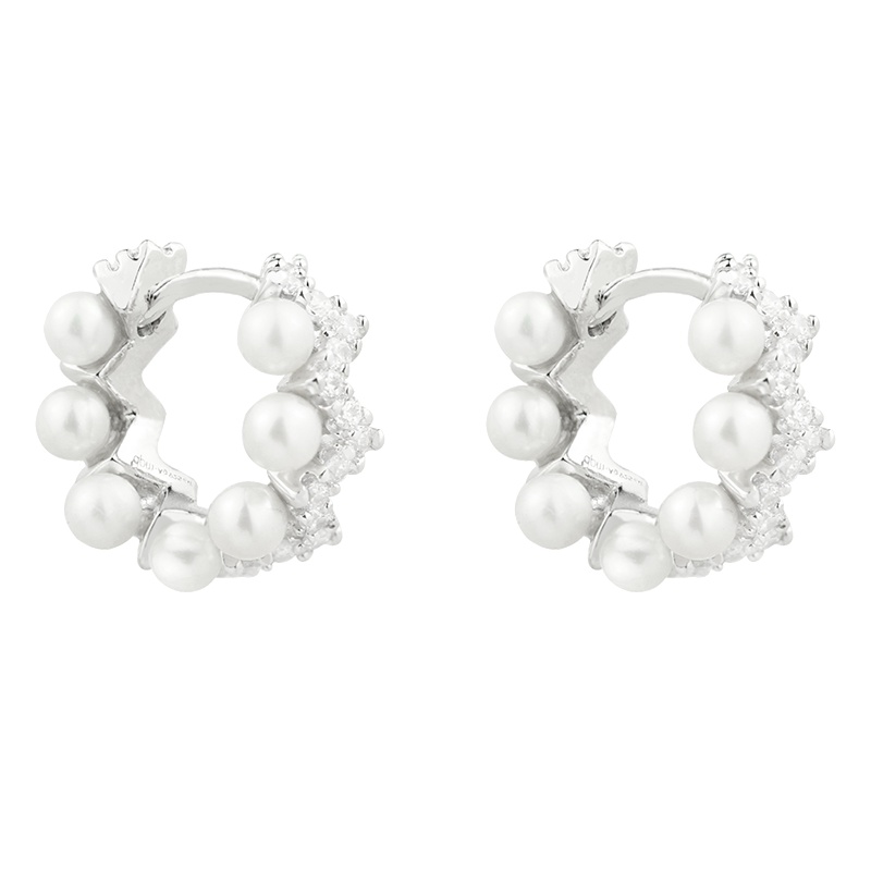 apm MONACO简约Z字珍珠耳环女士 气质时尚925银耳饰网红欧美风格