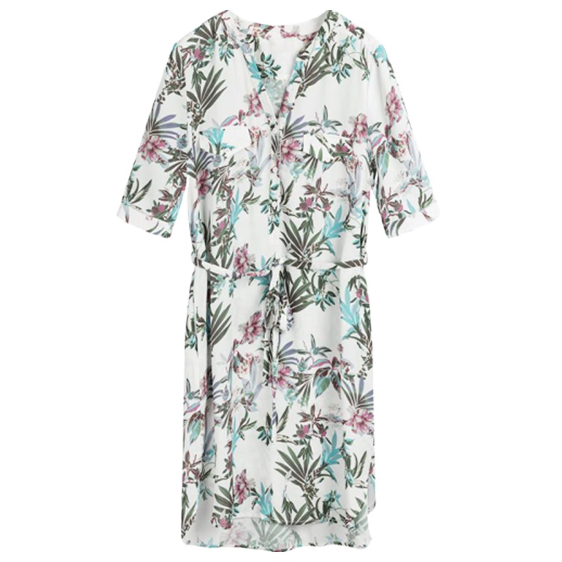 【专柜同款】拉夏贝尔海边度假沙滩裙女2020新款夏季韩版慵懒风碎花衬衫裙雪纺连衣裙子30082637