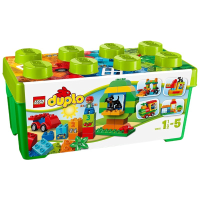 低幼基础款LEGO乐高Duplo得宝系列拼插玩具10572多合一趣味桶65粒大颗粒积木1.5-3岁