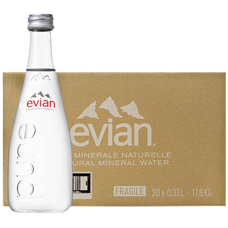 [欢乐颂安迪同款]依云(Evian) 天然矿泉水 330ml*20瓶/箱 玻璃瓶装 进口饮用水 矿物质水 法国进口