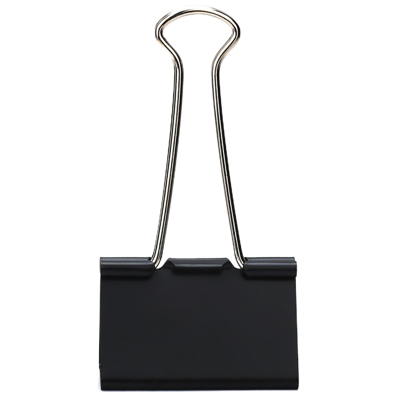 得力8561-1#黑色长尾票夹50mm(筒装)(黑)(12只/筒)