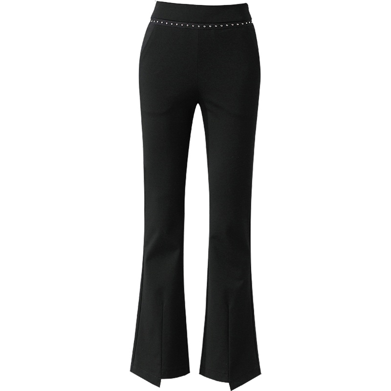 恒源祥女裤黑色微喇叭裤春新款修身高腰显瘦职业闲裤子女长裤