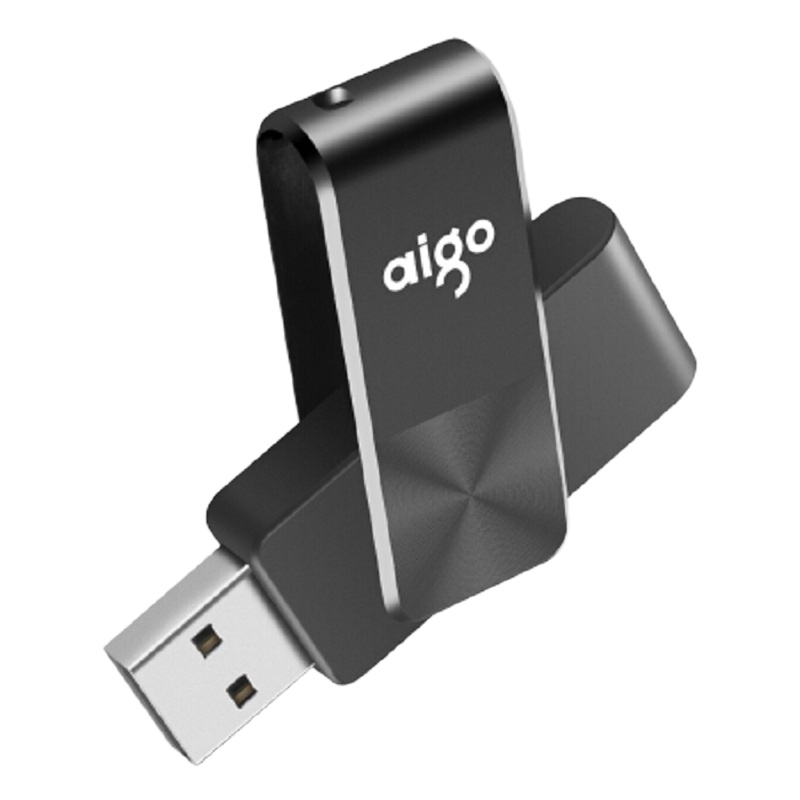 爱国者(aigo)U266优盘 64GB 黑色USB2.0 旋转防护款 U盘 CD纹防滑设计