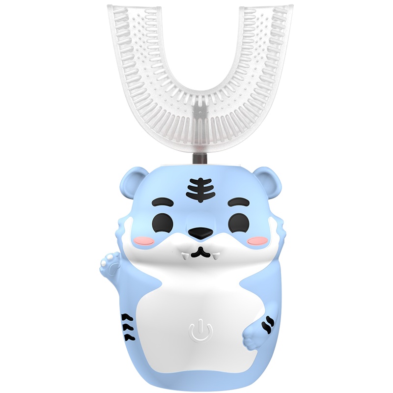 佳禾美儿童电动牙刷u型1-3-6-12岁智能声波婴幼儿宝宝孩子男童女童u形充电式口含式 萌萌虎 红色