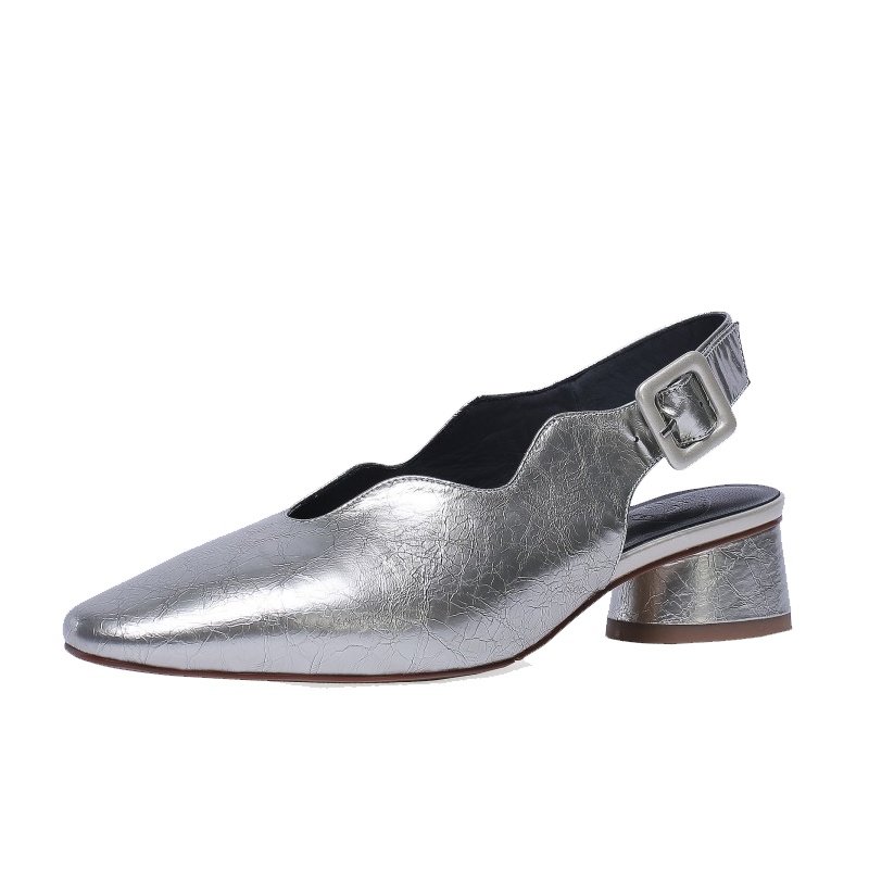 格瑞迪欧春季新款时尚粗跟中跟后空一字带尖头包头穆勒真皮凉鞋女夏07