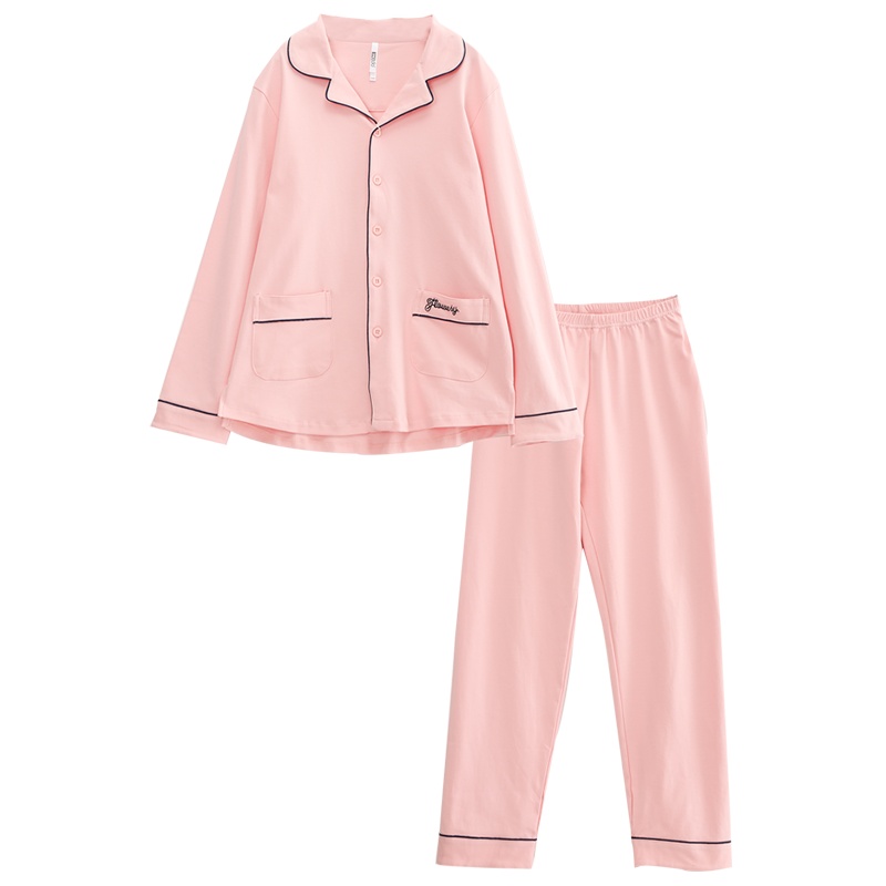 红豆居家(Hodohome)情侣纯棉长袖睡衣男式女式纯色经典款翻领开衫家居服套装可外穿