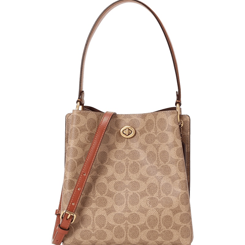 COACH 蔻驰女包 CHARLIE 水桶包老花椭圆扣斜挎包1027