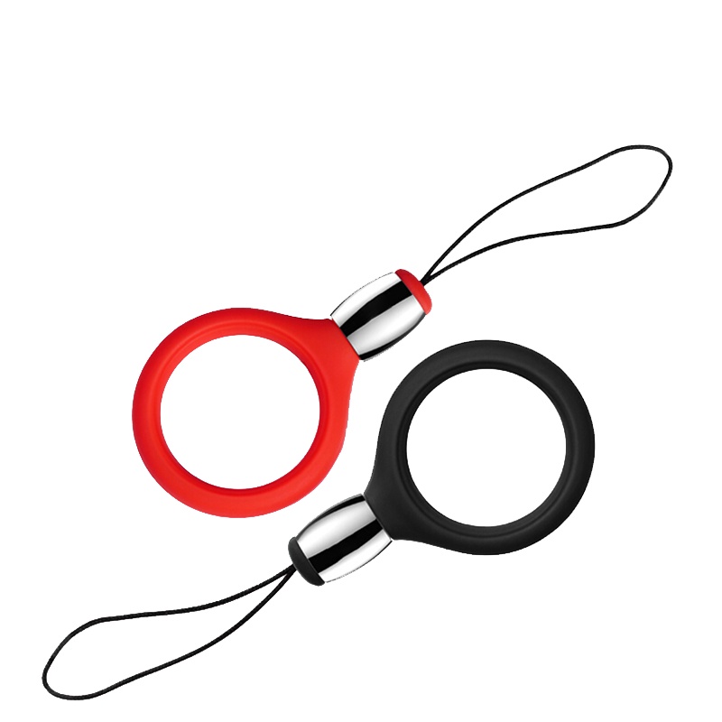 ESCASE[两只装]手机链指环挂绳防摔落 手机工作证挂件钥匙防丢 iphnese2/11华为p40挂饰硅胶软款黑+红