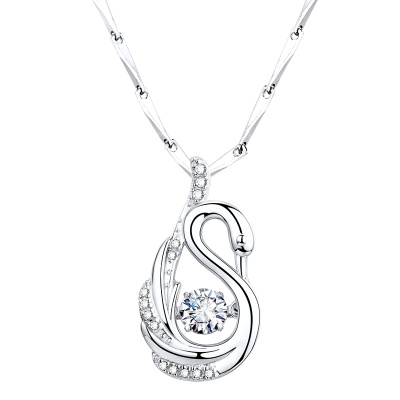 MyMiss 新款925银镀铂金项链女锁骨链天鹅吊坠送女友生日情人节礼物 天鹅舞