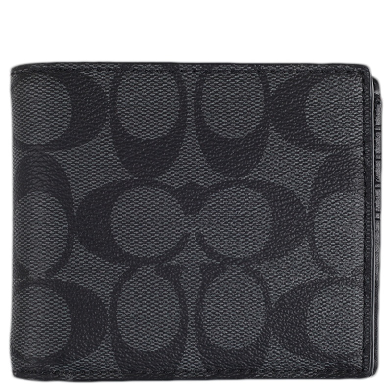 Coach 蔻驰 男士黑灰色短款钱包 F74993CQBK