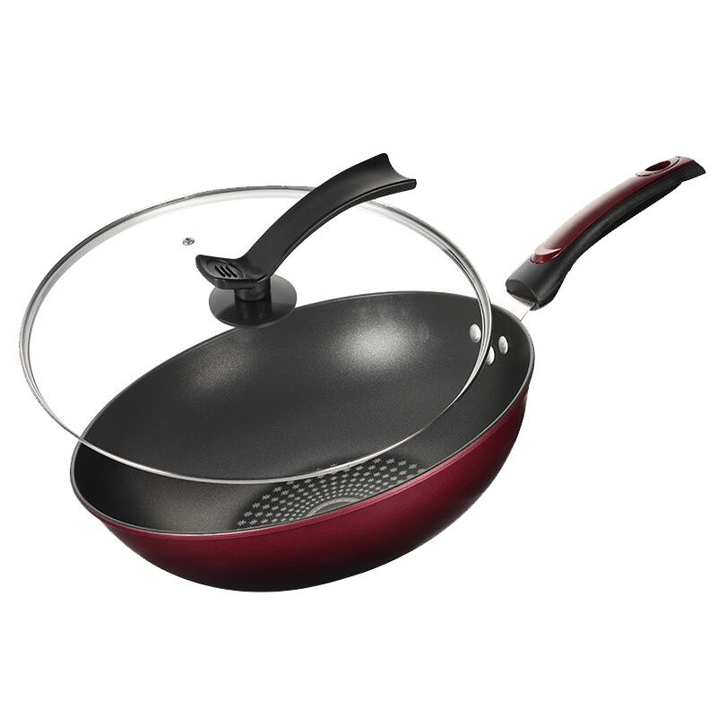 爱自由不粘锅家用32cm少油烟炒菜锅电磁炉燃气通用