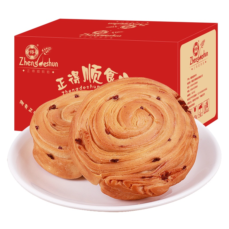 正得顺 红豆手撕面包1000g箱装(怀旧零食办公室早餐蛋糕休闲食品)