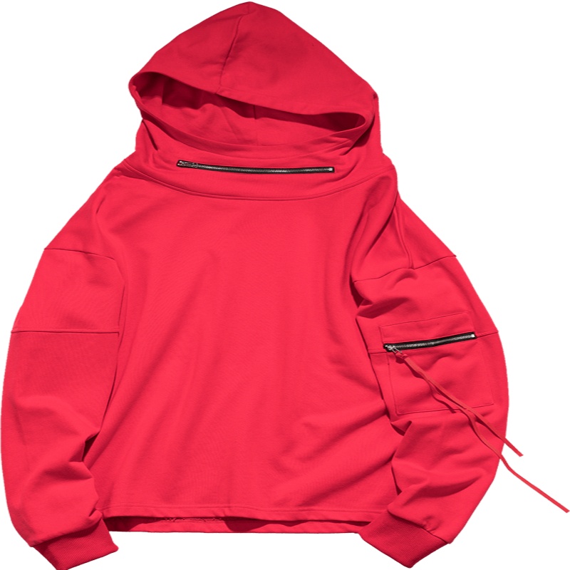 海德斯曼潮牌新款高领红色欧美嘻哈卫衣男 连帽套头宽松学生外套3867