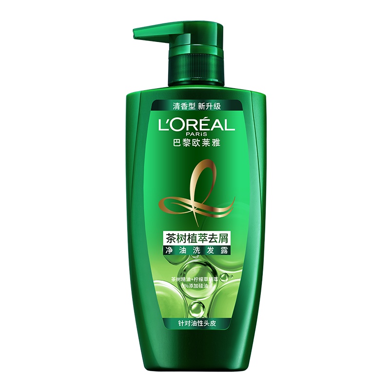 欧莱雅(L'OREAL)茶树植萃去屑净油洗发露500ml(适合油性发质人群,成人,去屑净油洗发水)