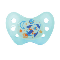 Dentistar夜光安抚奶嘴德国进口柔软硅质拒绝畸形无环静音6-14个月宝宝（一只装）72299 - 蓝色(小火箭)