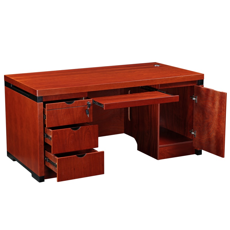 HIBoss经理桌主管办公桌总裁老板桌油漆实木贴皮大班台