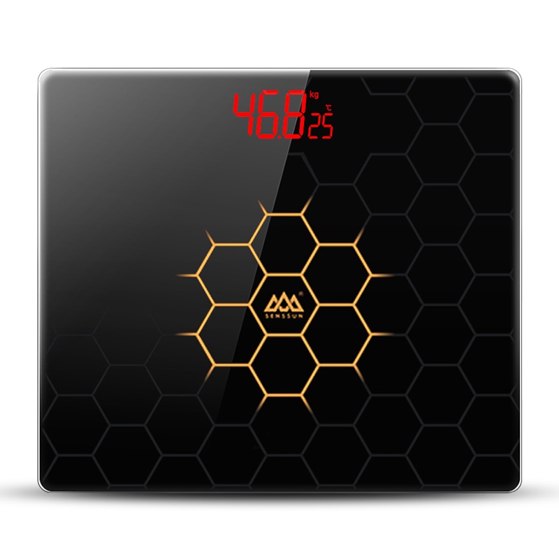 香山 电子秤 EB766e 家用精准体重秤 LED显示屏 玻璃面板 防侧翻底座 黑色 电子称