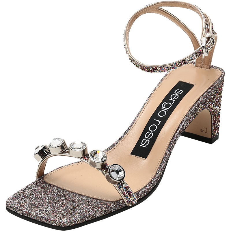 Sergio Rossi 塞乔罗西 女士SR1系列FAB方头高跟凉鞋 A93250 MFI310