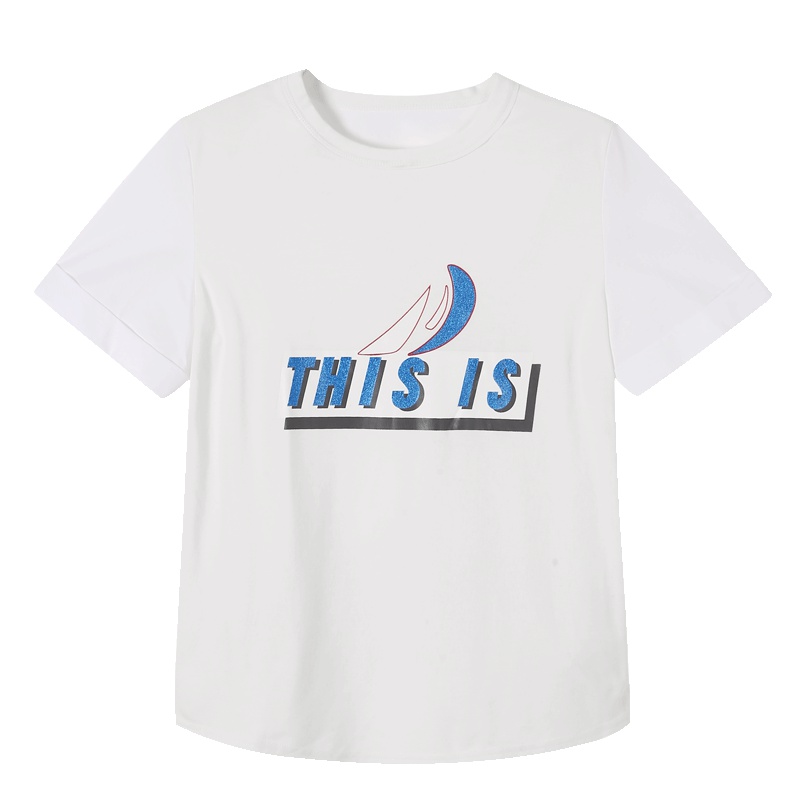 马克华菲女装2019夏装新款简约时尚清凉短袖百搭字母T恤