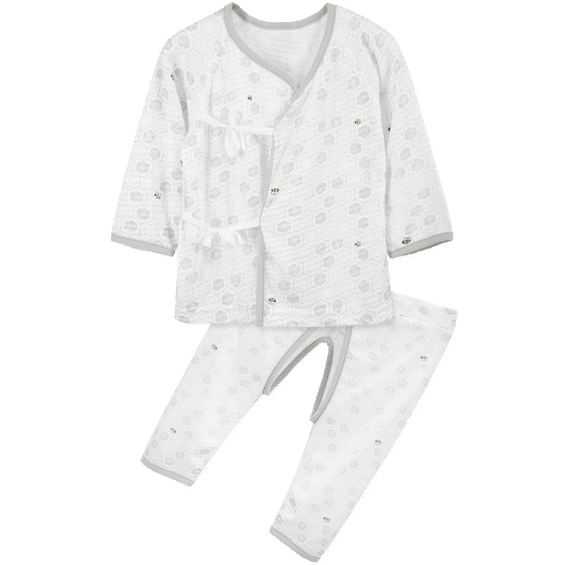 婴姿坊夏季男童斜系襟挖裆连和尚袍两件套