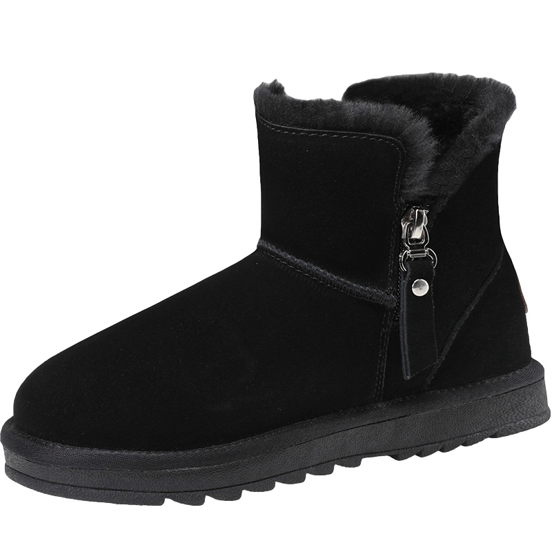 公猴雪地靴女真皮2020秋冬新款时尚百搭加绒加厚保暖棉鞋厚底短靴