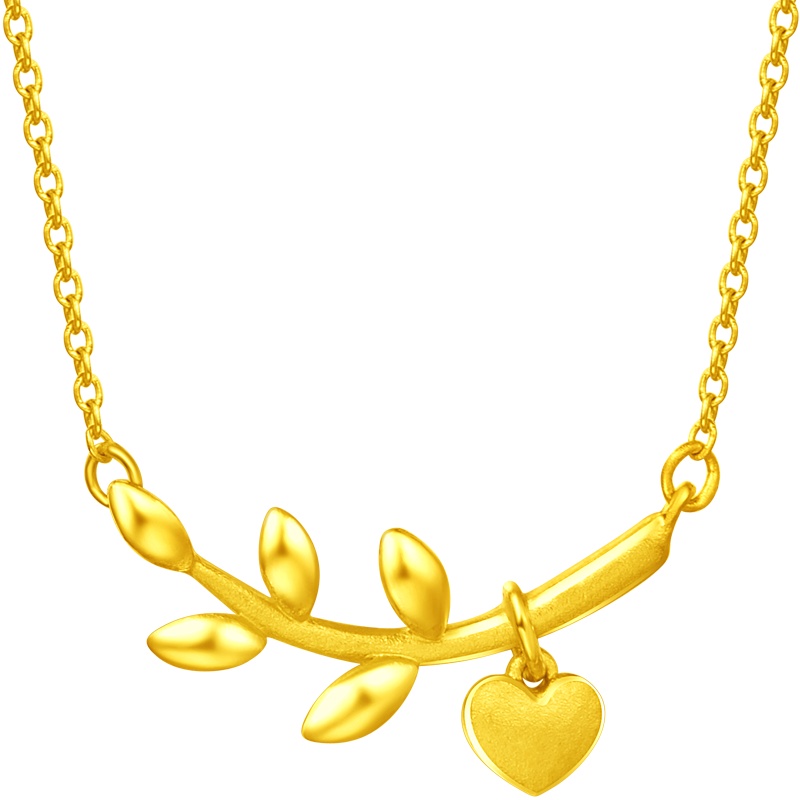 周大福金项链珠宝首饰月挂树足金金项链套链吊坠计价（工费：228元）F215861