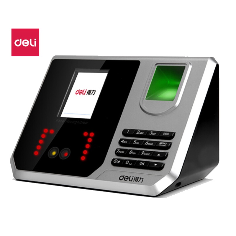 得力 3959 指纹加人脸识别考勤机 混合识别打卡机 真人语音