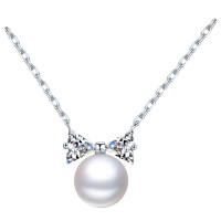 佰色传情BRIR S925银淡水珍珠项链女蝴蝶结甜美气质