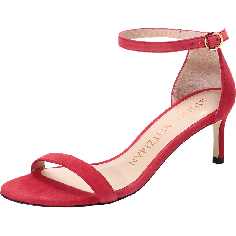 STUART WEITZMAN 斯图尔特·韦茨曼 女士 绒面皮革一字带高跟凉鞋 NUNAKEDSTRAIGHT 60