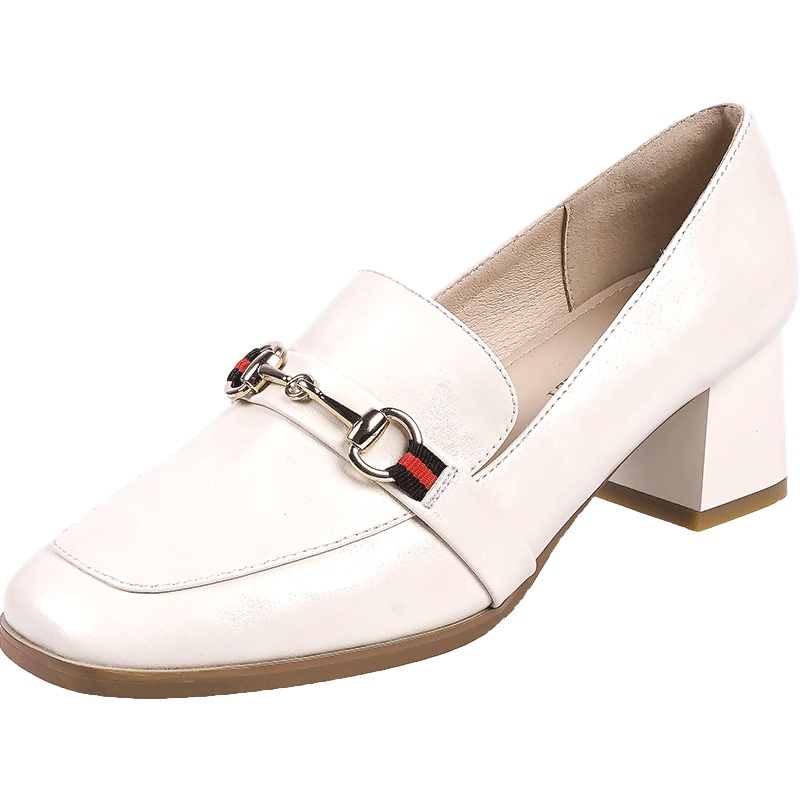 公猴单鞋 女 2020新款英伦风粗跟方头乐福中跟休闲百搭