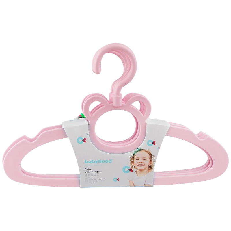 世纪宝贝（babyhood） 小熊衣架宝宝防滑衣架 五个装BH-724 果粉色