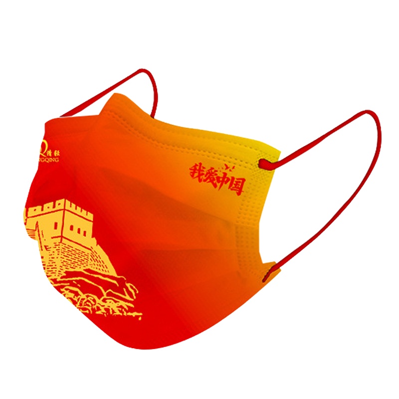 2021新款中国风口罩加油中国红国潮一次性创意时尚款