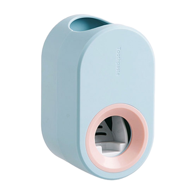 全自动挤牙膏器卫生间壁挂式纳丽雅免打孔牙膏置物架家用懒人牙膏挤压器 天蓝色