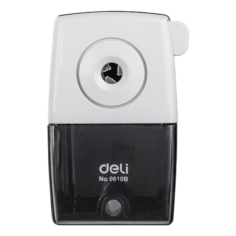 得力(deli)_黑白简约学生手摇削笔机/铅笔削笔器/转笔刀 黑色0610B