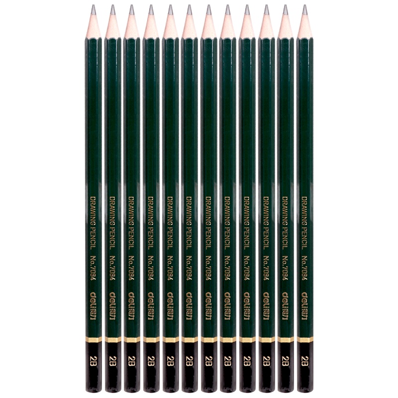 得力(deli)7084-2B绘图铅笔绿色(单位:支)美术铅笔素描铅笔手绘画笔
