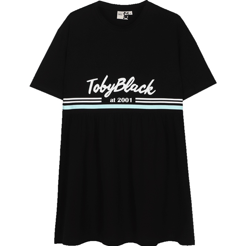 a02新款2020时尚显瘦字母印花高腰宽松伞裙连衣裙女DTV2C0341DR