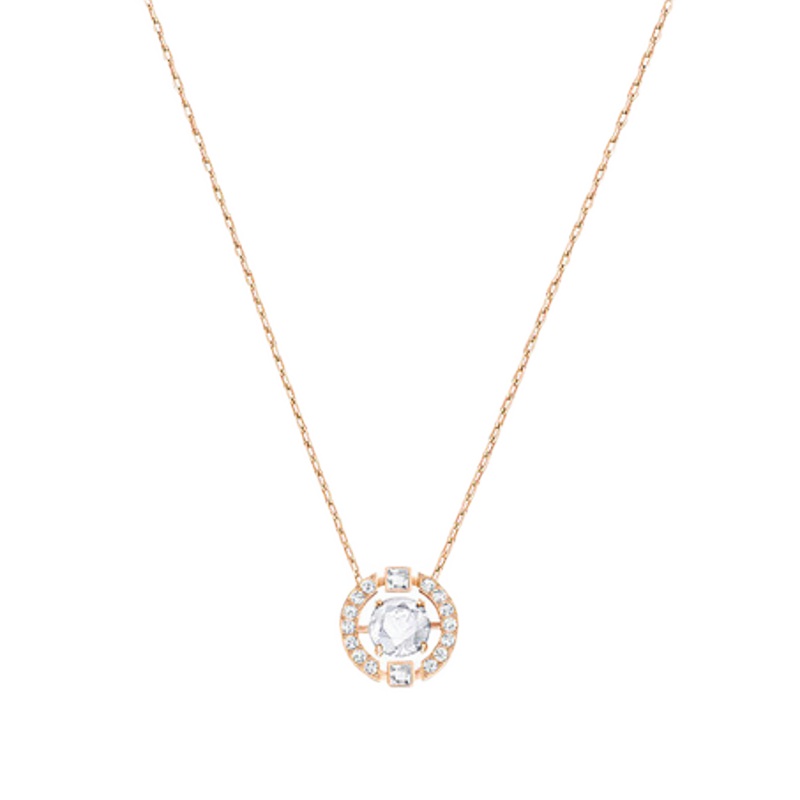 SWAROVSKI 施华洛世奇 人造水晶跳动的心水晶圆形玫瑰金女士锁骨项链轻奢饰品 5272364