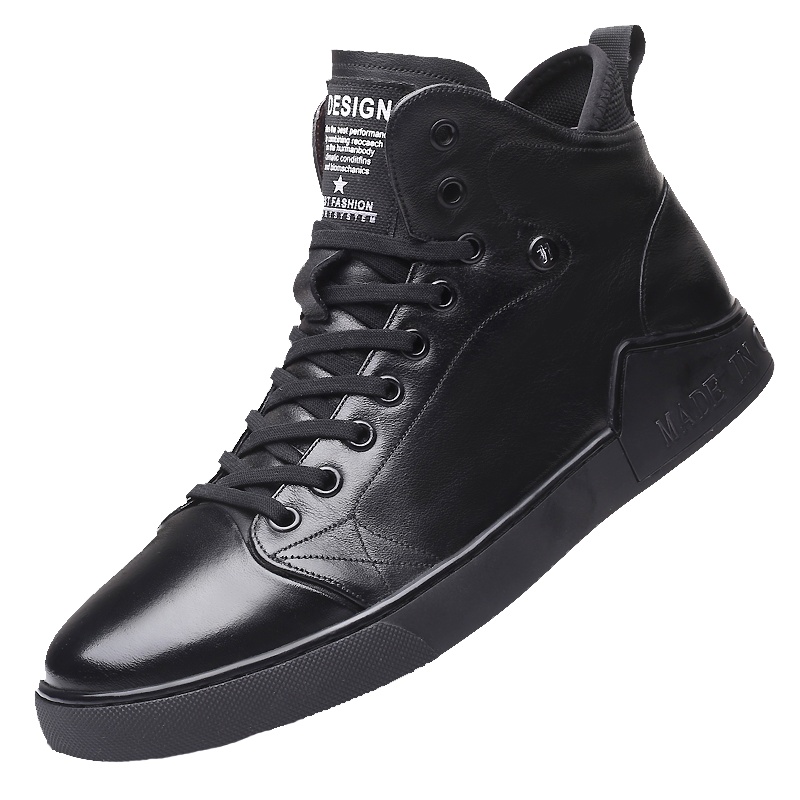 牧伦奴仕(MULUNUSHI)新款时尚马丁靴男士工装鞋透气男靴子休闲鞋头层牛皮(除牛反绒)工作靴冬季休闲皮鞋潮黑9080