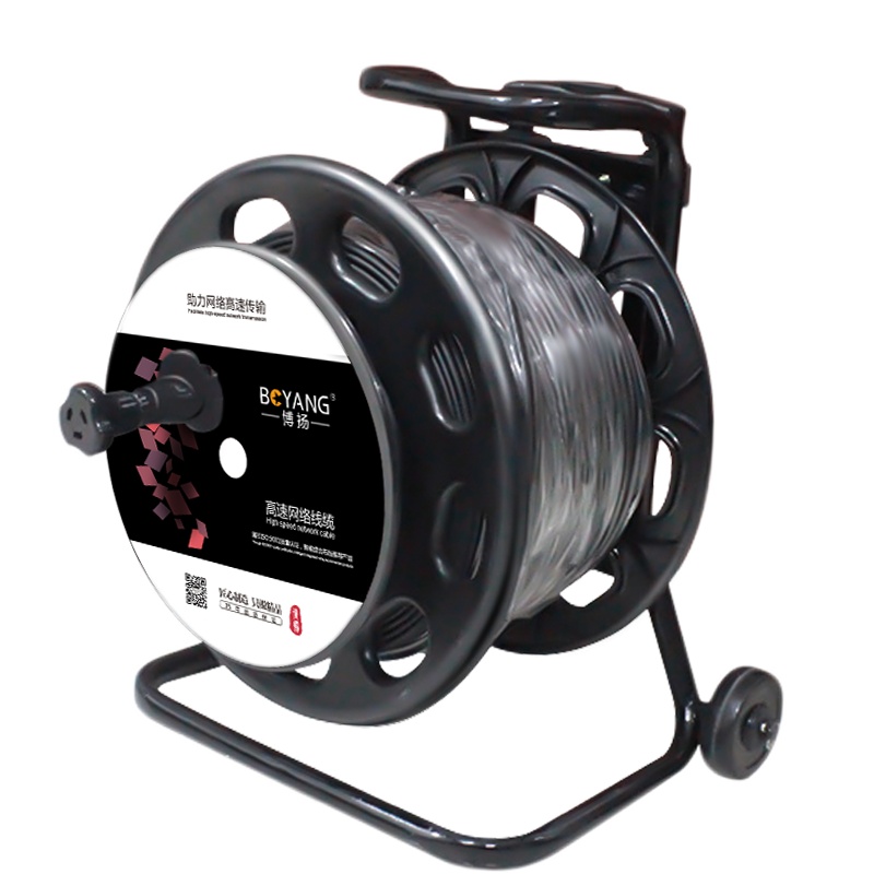 博扬 单模四芯室外TPU光缆 铠装防水基站通信野外拉练抢修 500米+放缆车+LC-LC接口 BY-4S-LC500M