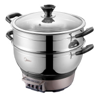 美的(Midea)多功能电蒸锅电煮锅电热锅DHN30A304不锈钢锅体+蒸屉
