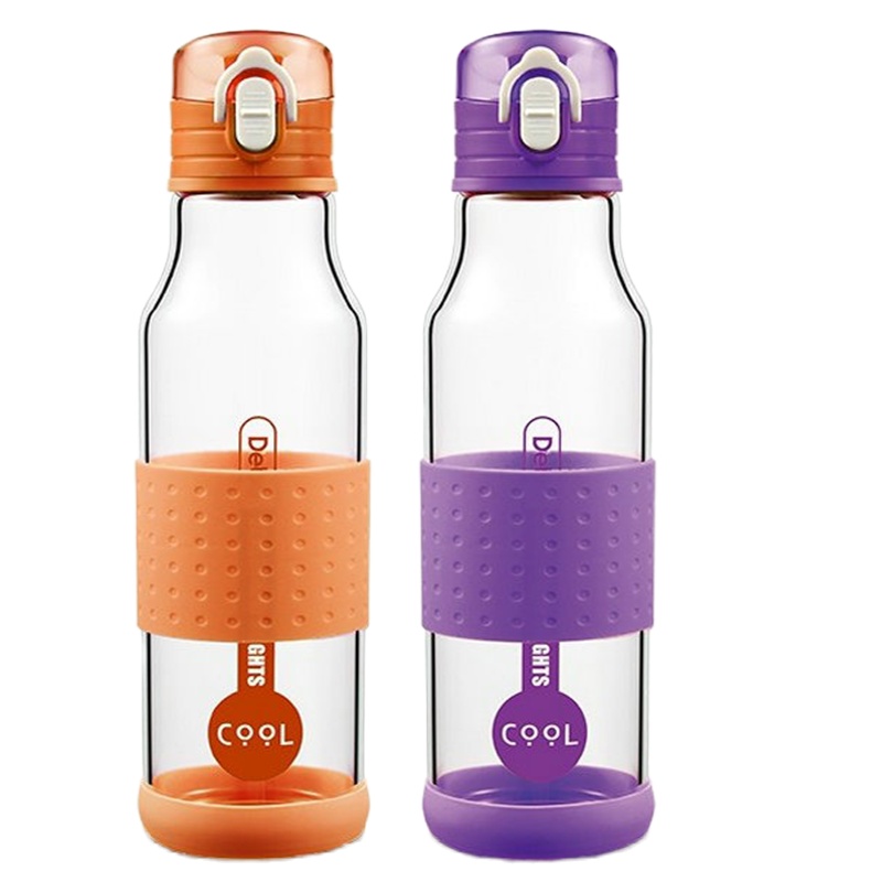 德铂Debo艾尔500ml时尚玻璃水杯 DEP-353透明玻璃水杯吸管状吸嘴 单个装