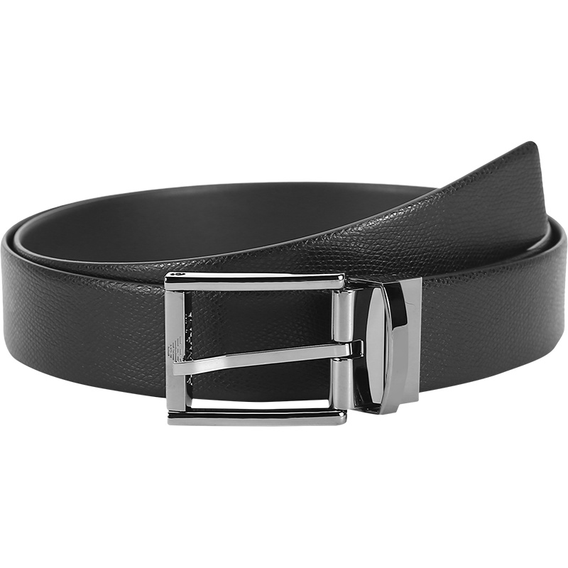 EMPORIO ARMANI 阿玛尼 男士牛剖层移膜革/聚氨酯针扣式双面皮带腰带 Y4S071 YKL1J