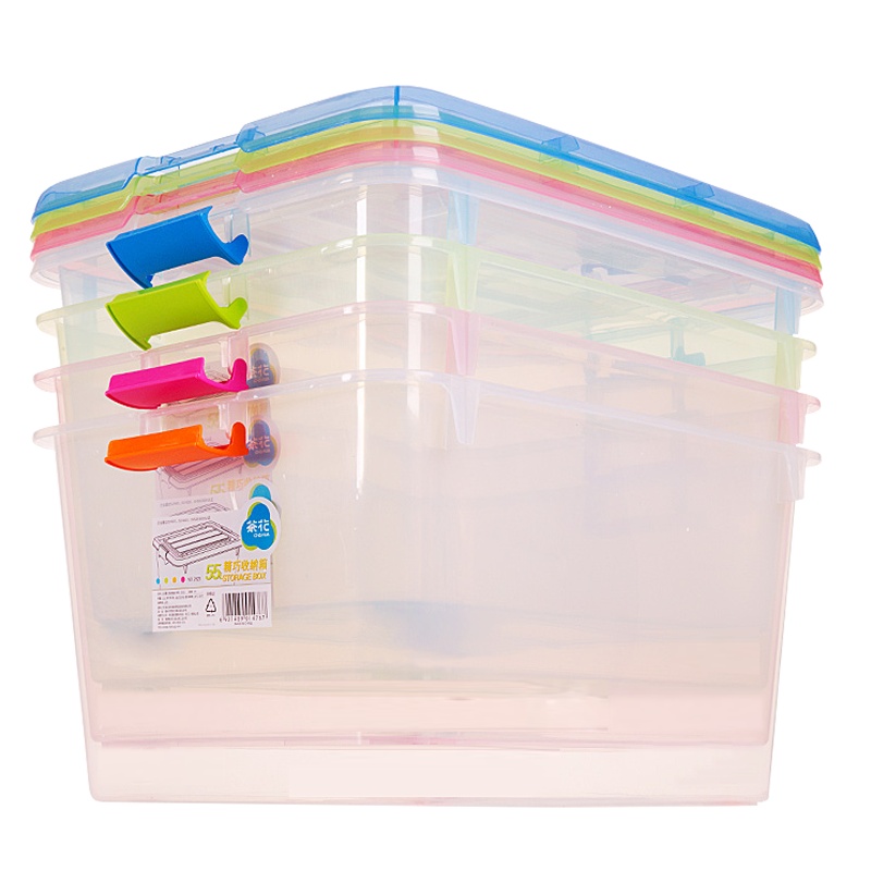 茶花35L透明塑料精巧收纳箱2824储物箱玩具收纳盒