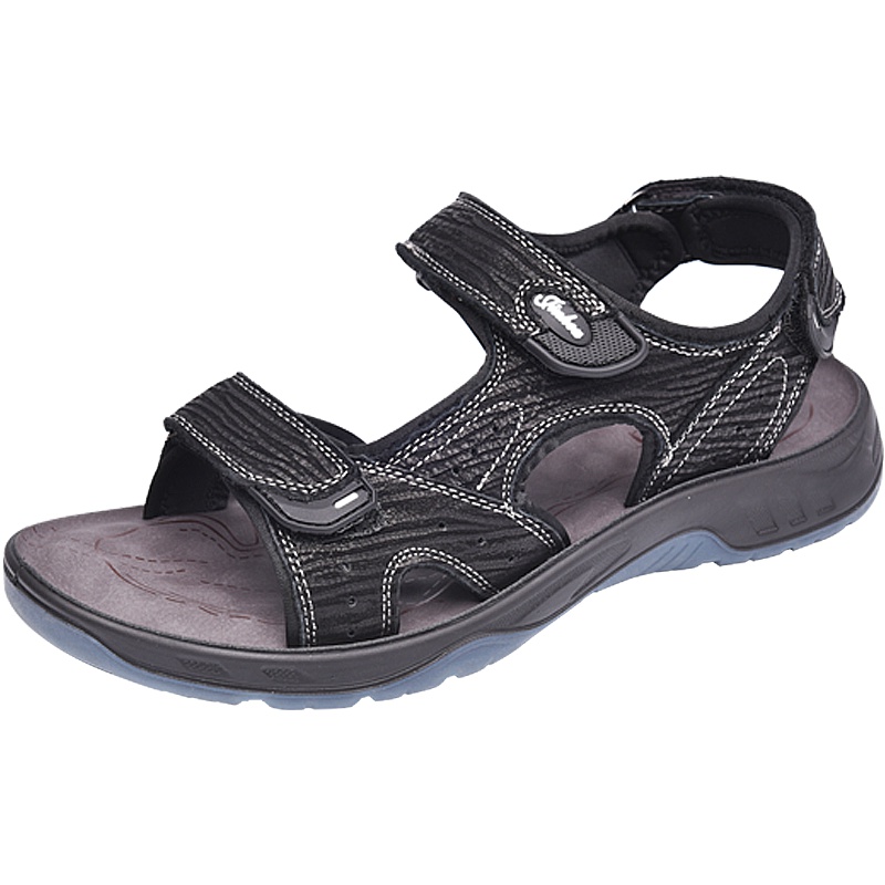 金猴19夏季新款沙滩鞋男休闲户外凉鞋 牛皮透气运动防滑魔术贴轻便两穿露趾拖鞋 Q98006