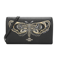 COACH 蔻驰 奢侈品 女士黑色皮革手拿包单肩斜挎两用包 F76770 IMA47