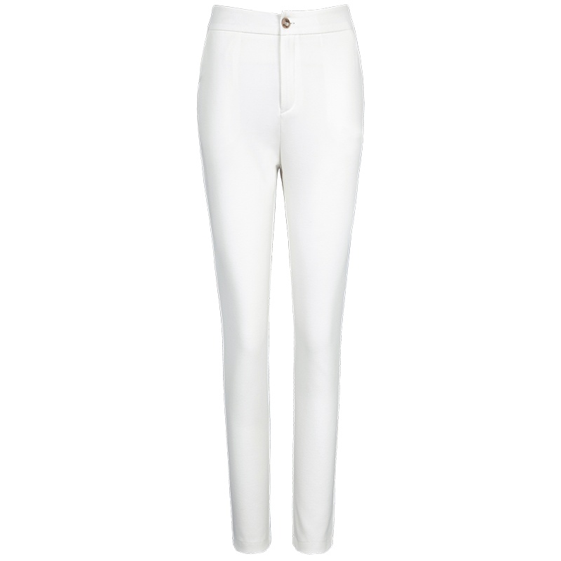 晚白2021春季新品时尚简约纯色修身百搭通勤高腰长裤休闲裤西裤女