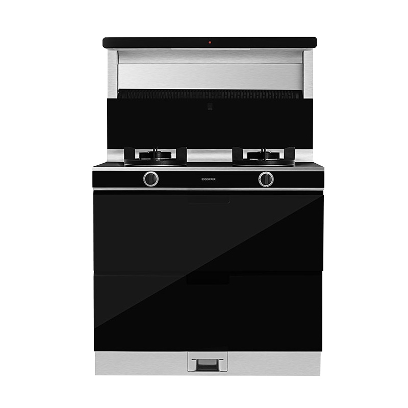 北斗星A1（IOT）物联网钢化玻璃台面侧吸下排油烟机消毒柜一体灶 液化气