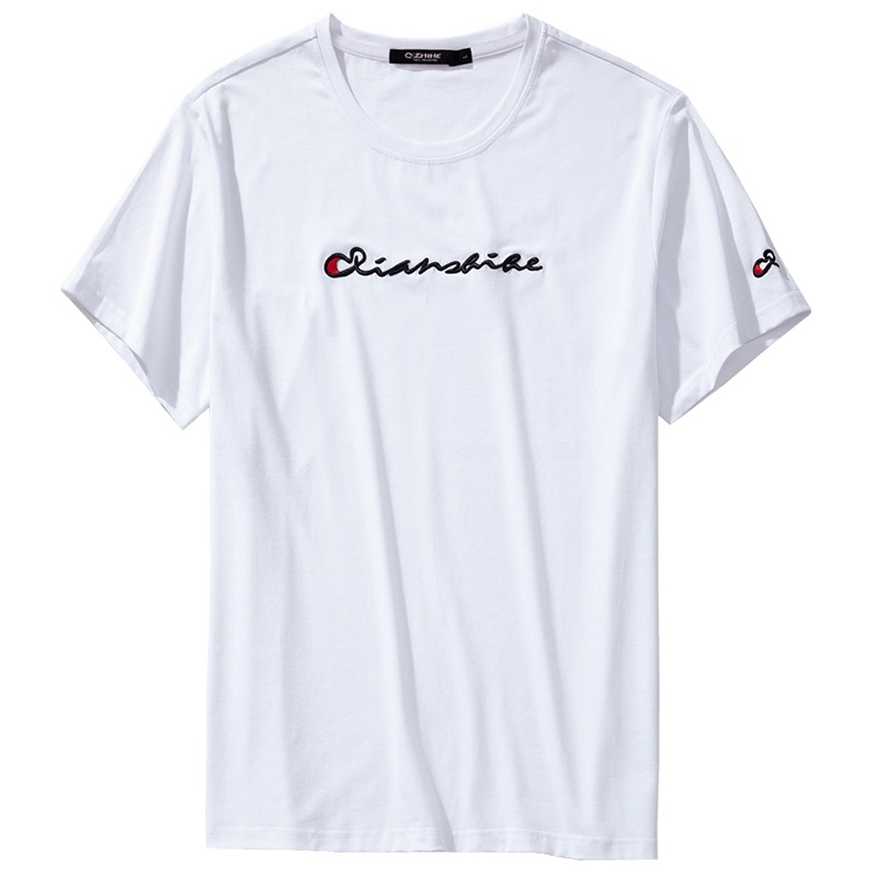 千纸鹤男装短袖T恤潮 2019夏季新款圆领字母刺绣半袖上衣男20058