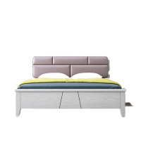 鑫金虎 实木床现代简约拼色双人床1.5米北欧主卧床卧室框架床家具