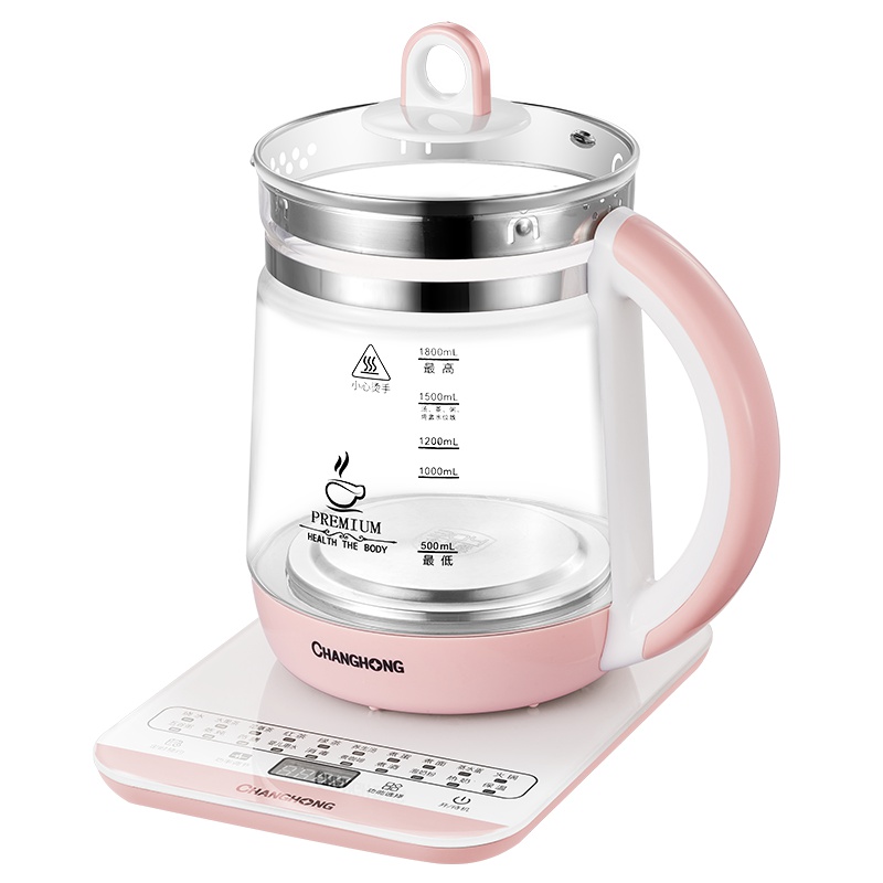 长虹(CHANGHONG)养生壶 高硼硅玻璃1.8L 多功能智能家用办公煮茶壶 触控式烧水壶花茶器 CHG18-F07